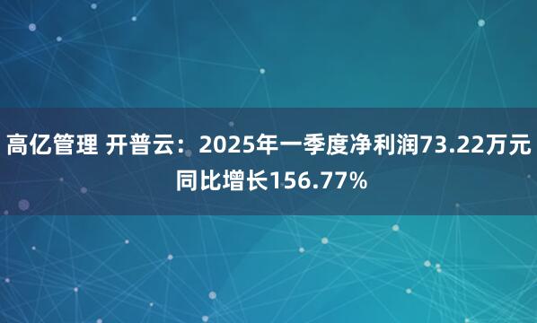 高亿管理 开普云：2025年一季度净利润73.22万元 同比增长156.77%